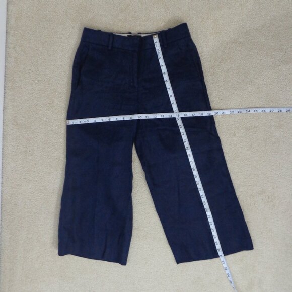 J Crew 100% Linen Wide-Leg Cropped Navy Lounge Career Pants Petites Size 0 - Picture 4 of 7